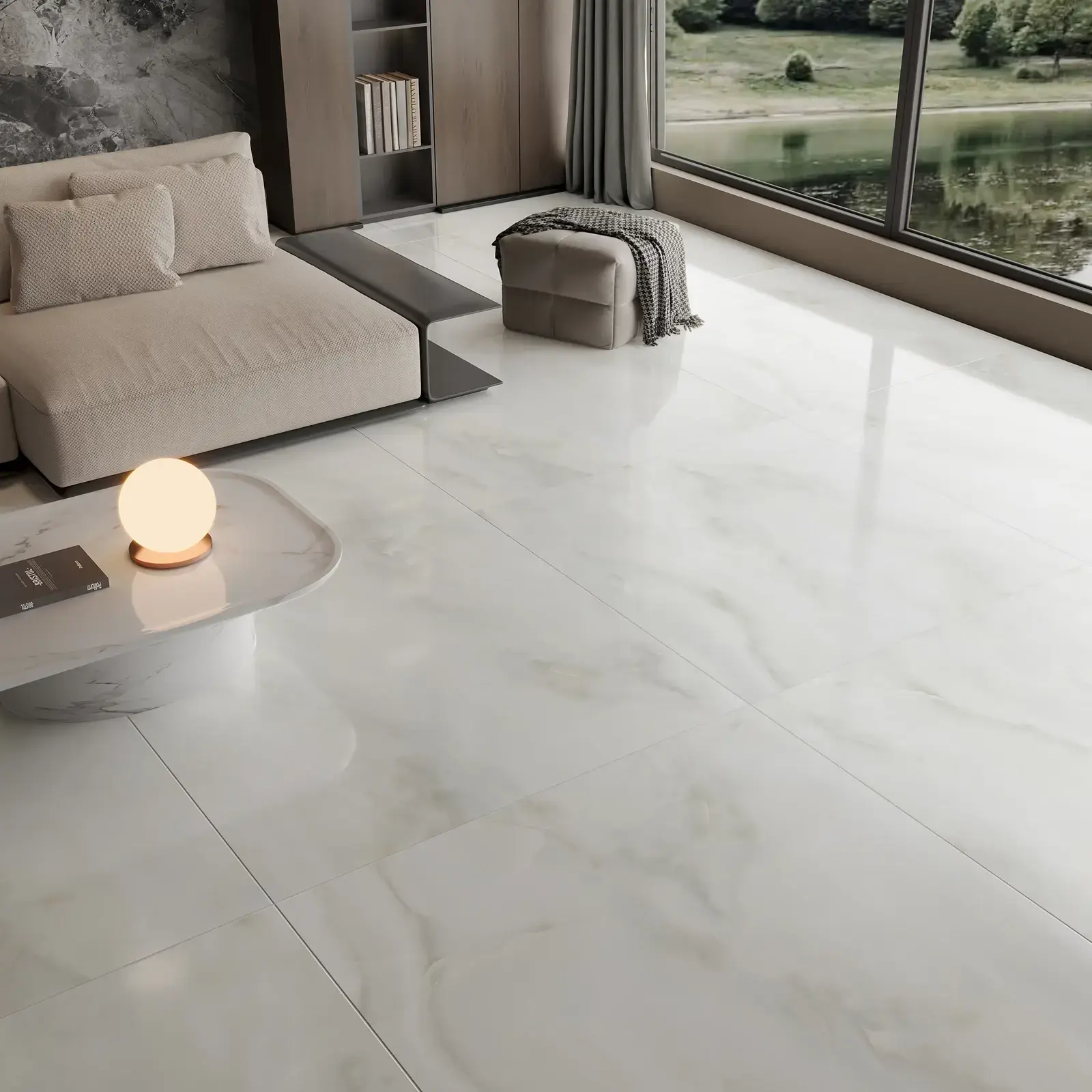 Çanakkale Seramik 120x120 Onyx Gri Parlak Porselen Karo uygulama örneği