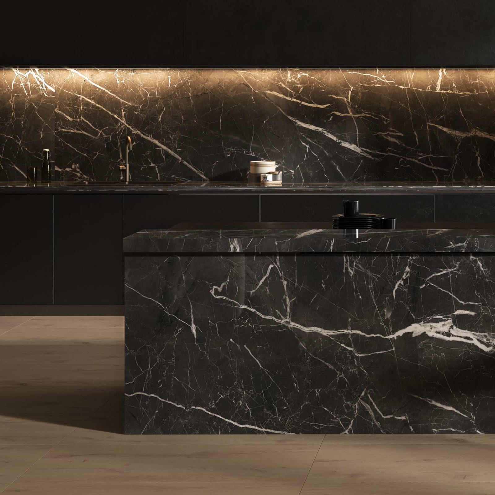 Kütahya Seramik 160x320 Nero Marquina Parlak Rektifiye 12 MM uygulama örneği