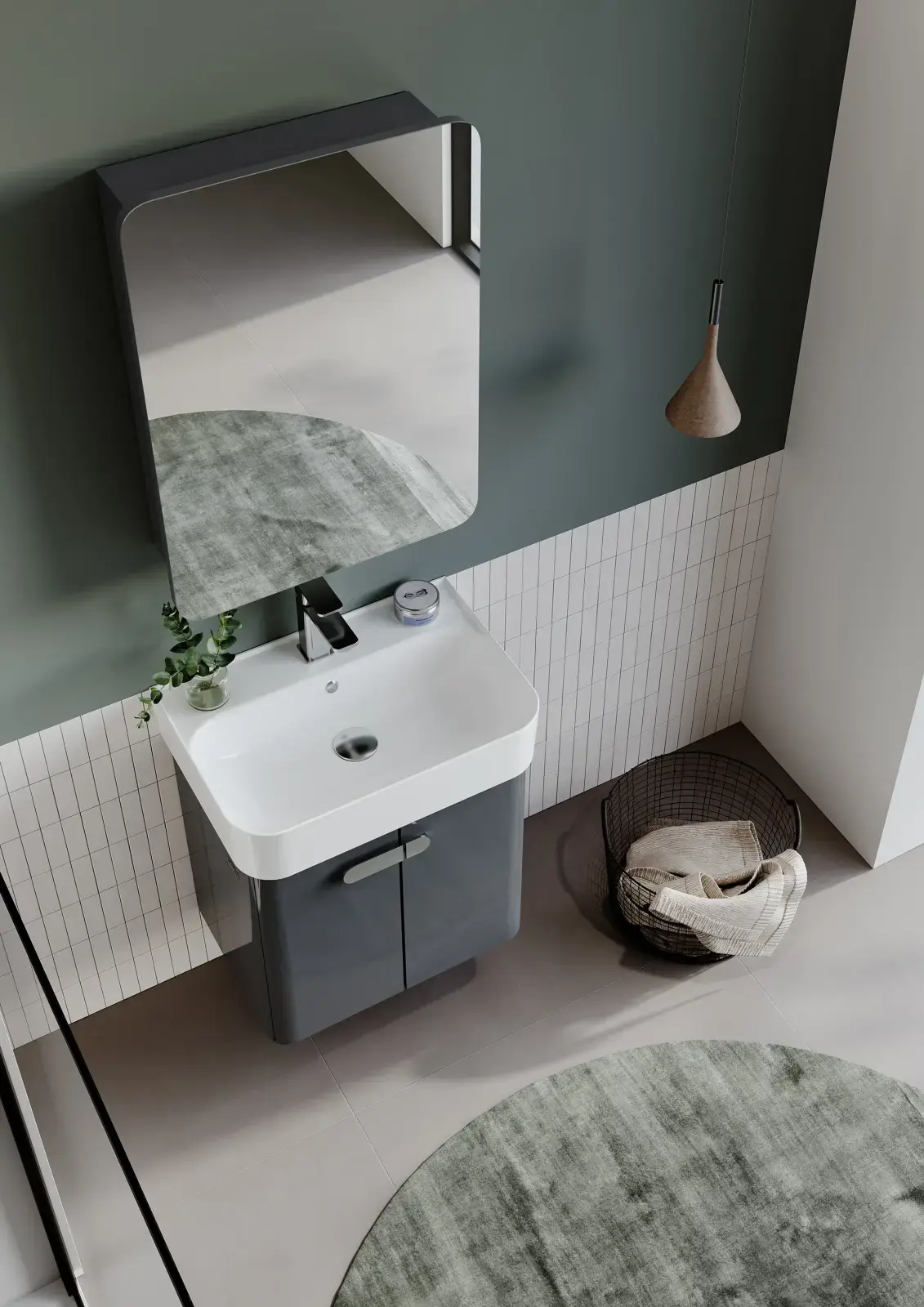 Orka Only Collection ORBIT Banyo Dolabı Parlak Antrasit Lake 55 cm uygulama örneği