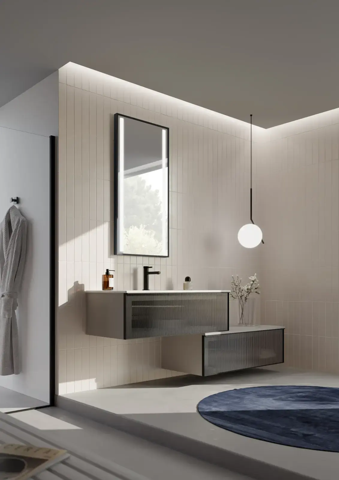 Orka Amorf Collection URBAN Çekmeceli Banyo Dolabı VİZON 80 cm uygulama örneği