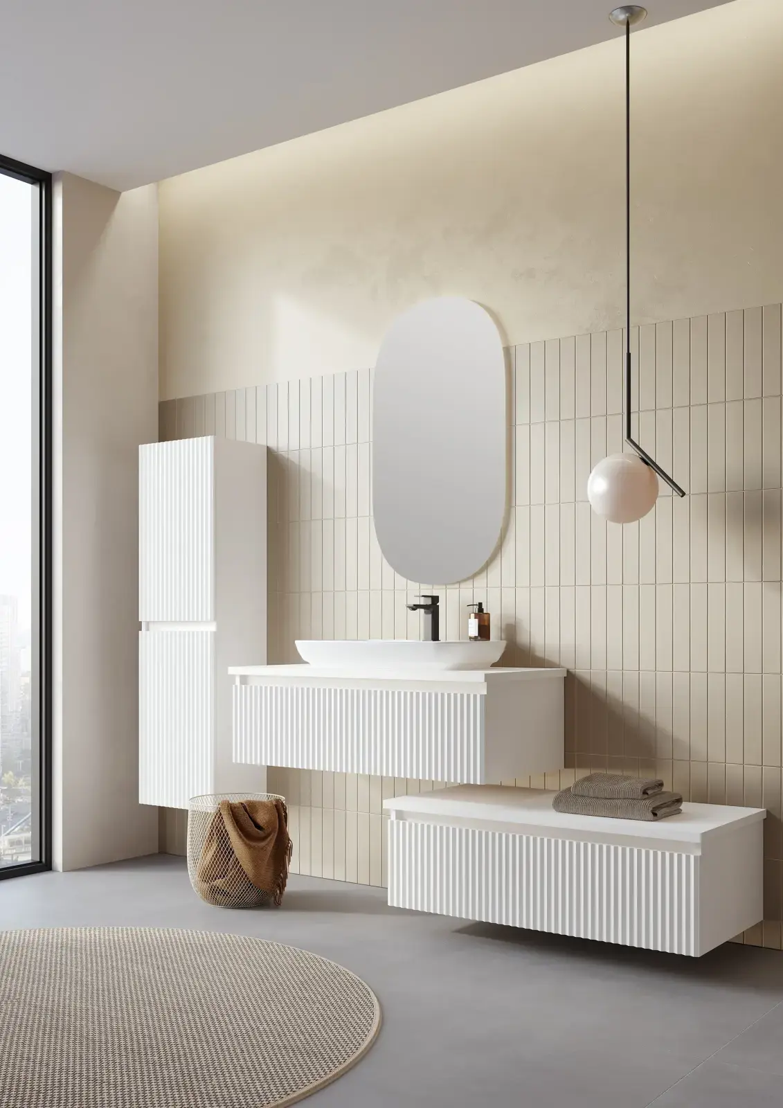 Orka 2025 Collection LENTIA Çekmeceli Banyo Dolabı Mat Beyaz 160 cm uygulama örneği