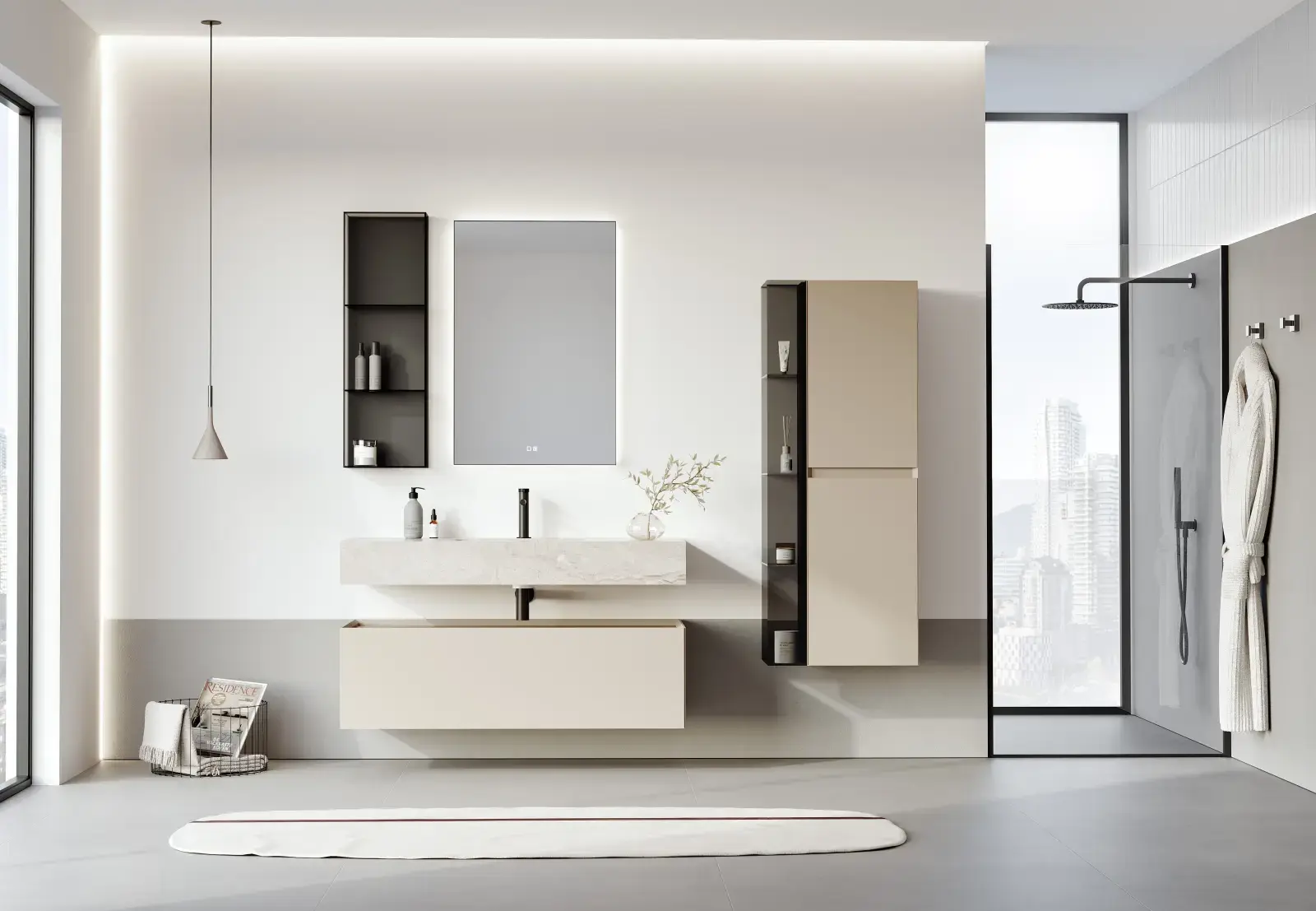 Orka 2025 Collection LEVANTO Banyo Dolabı Mat Bej uygulama örneği