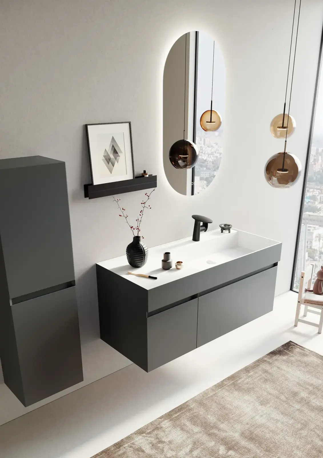 Orka Lusso 120 cm Banyo Dolabı 80 cm uygulama örneği