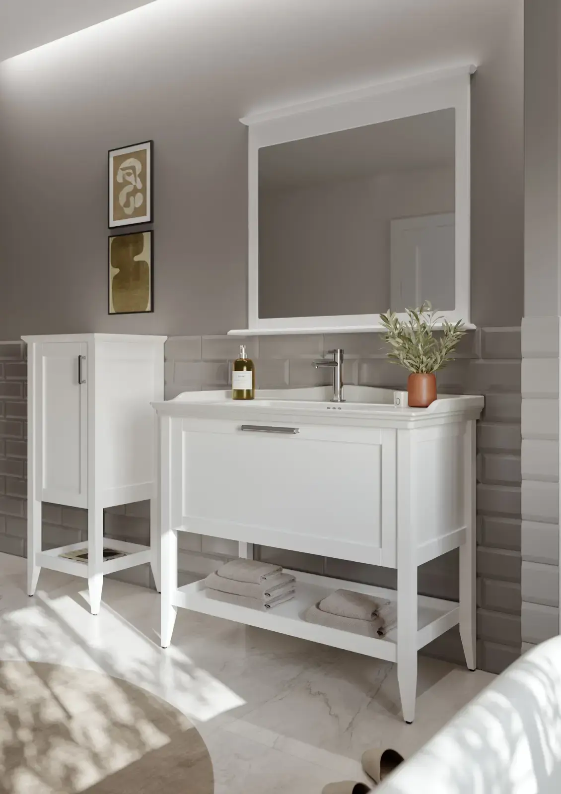 Orka Rate Collection BASTLE Banyo Dolabı Mat Beyaz Lake 65 cm uygulama örneği