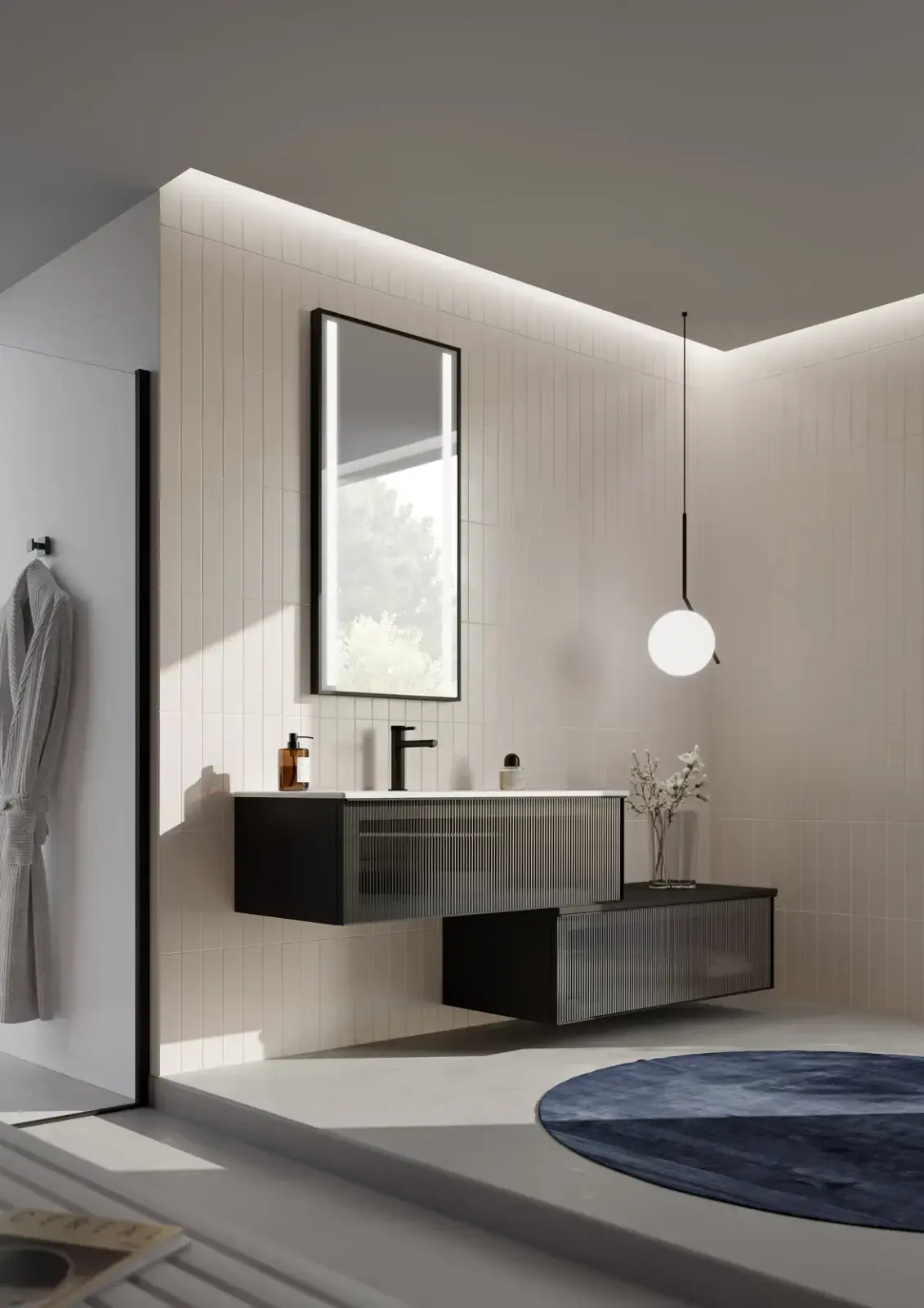 Orka Amorf Collection URBAN Çekmeceli Banyo Dolabı SİYAH 80 cm uygulama örneği