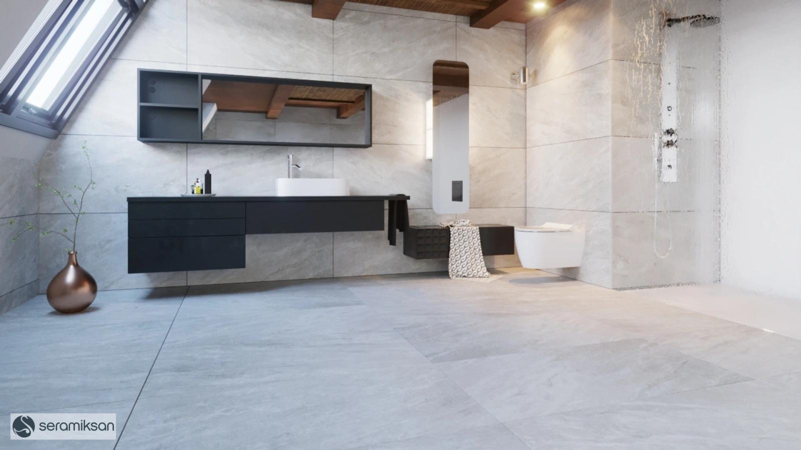 Seramiksan 60x120 Milano Gri Mat uygulama örneği