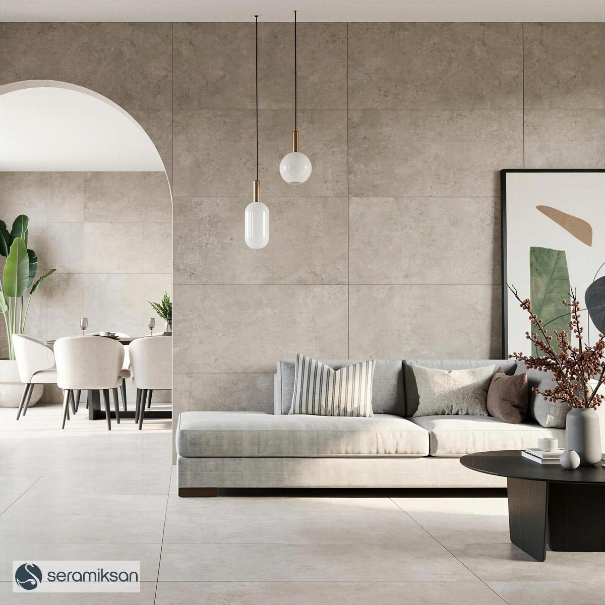 Seramiksan 60x120 Bari Gri Mat uygulama örneği