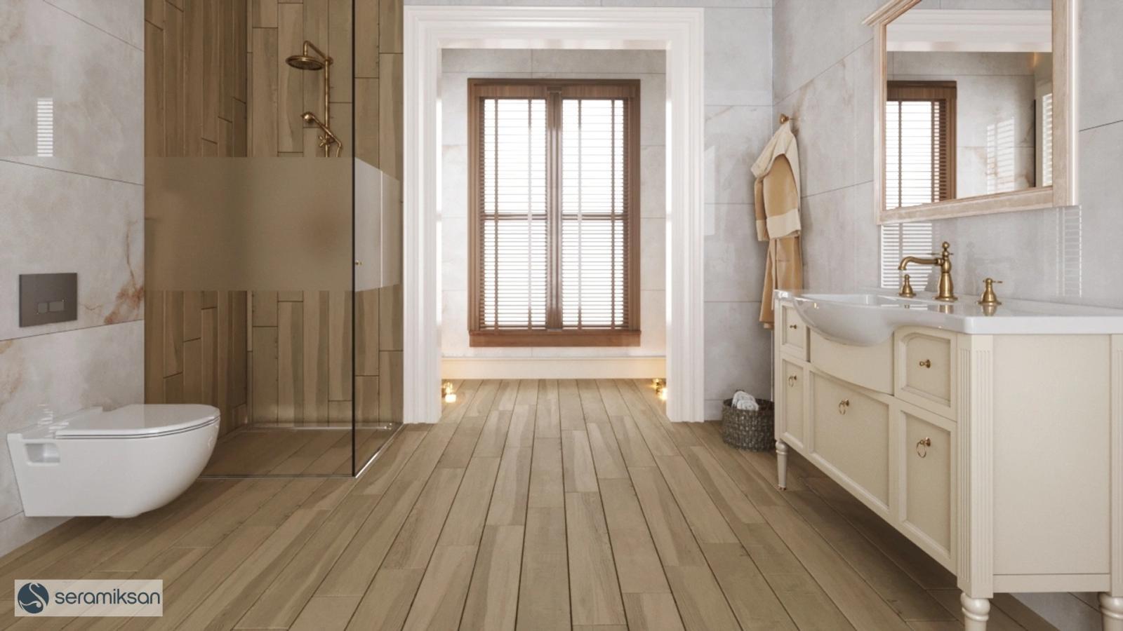 Seramiksan 15x90 Wood Dream Ceviz Mat uygulama örneği