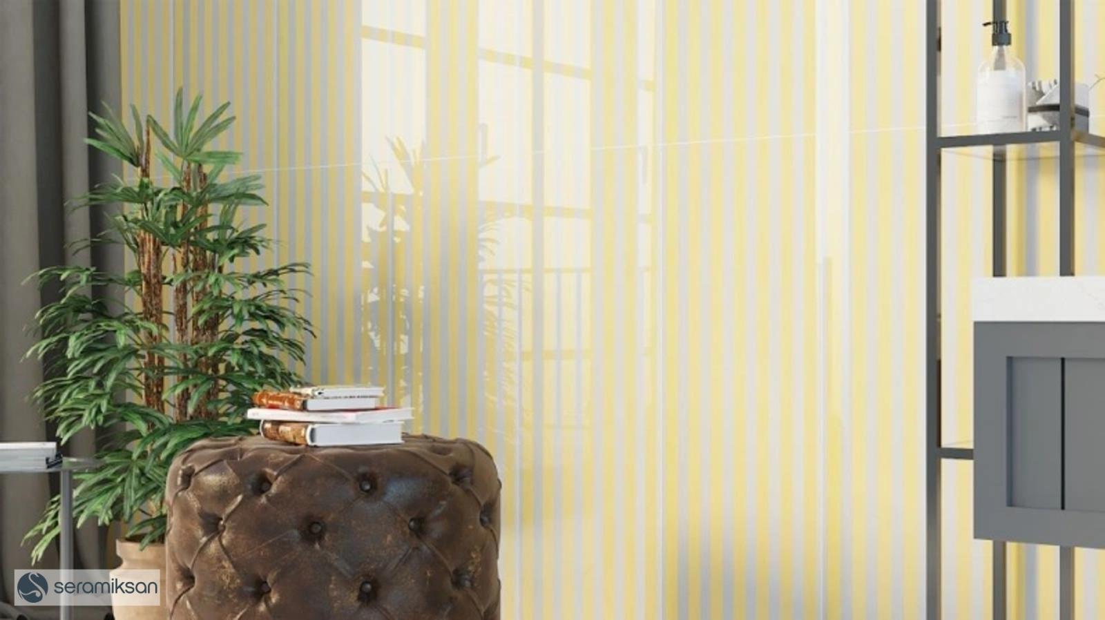 Seramiksan 30x90 Line Altın Dekor Parlak uygulama örneği