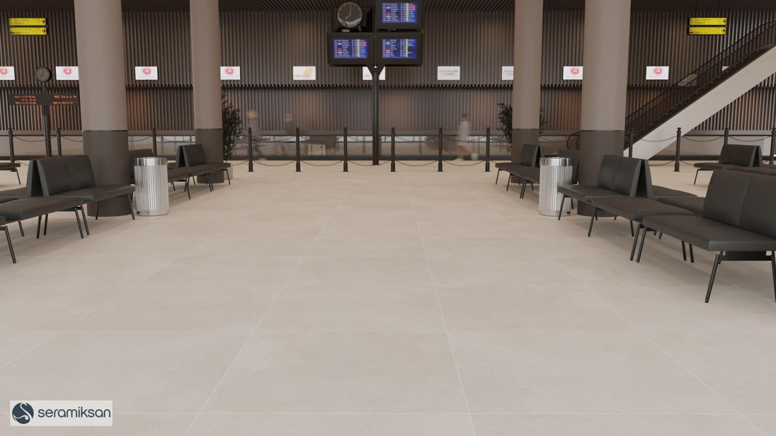 Seramiksan 120x120 Dominica Grej Mat uygulama örneği