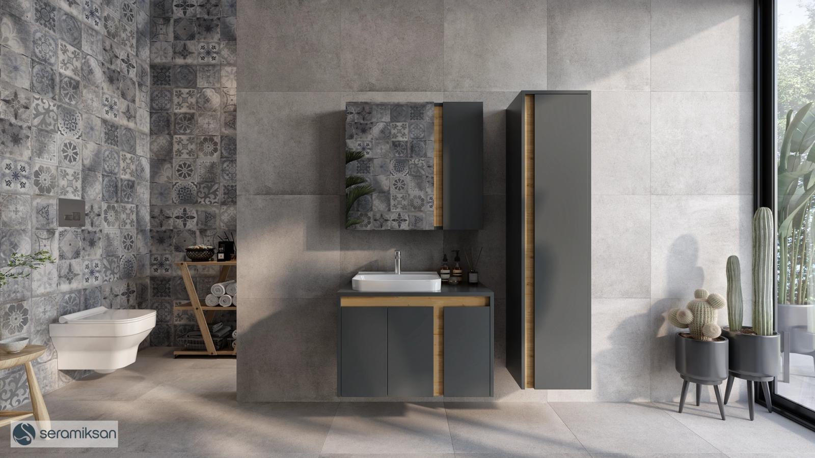 Seramiksan 60x60 City Gri Mat uygulama örneği