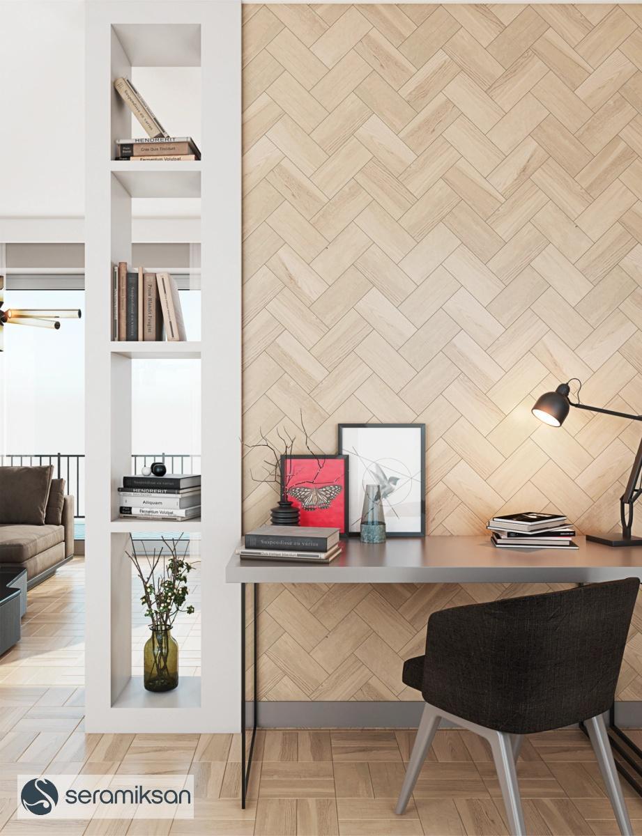 Seramiksan 15x90 Wood Dream Açık Gri Mat uygulama örneği
