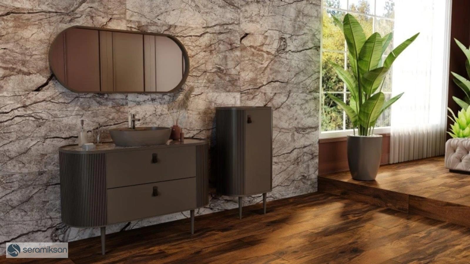 Seramiksan 60x120 Sagano Kestane Mat uygulama örneği
