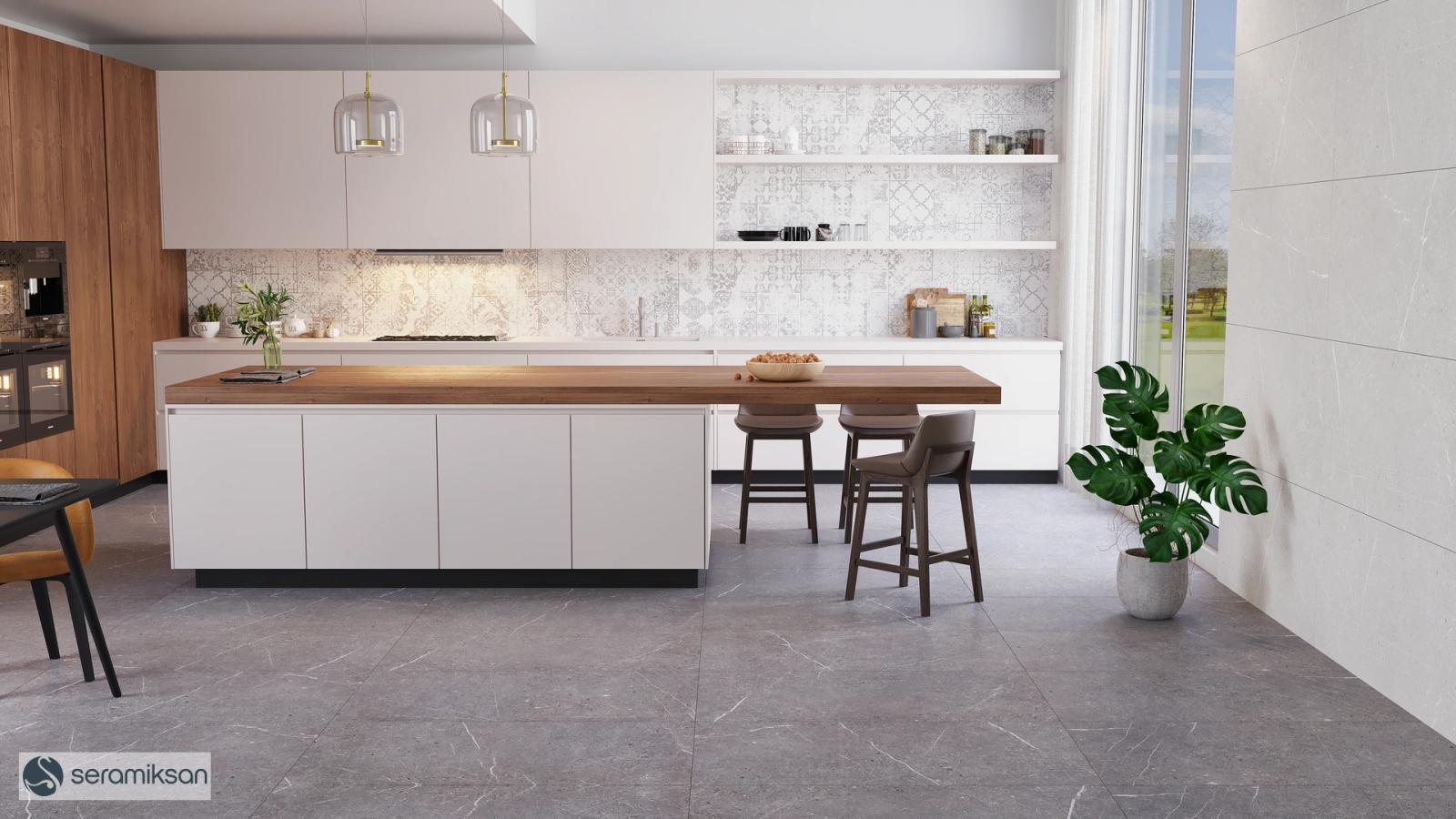 Seramiksan 60x120 Trio Koyu Gri Mat uygulama örneği