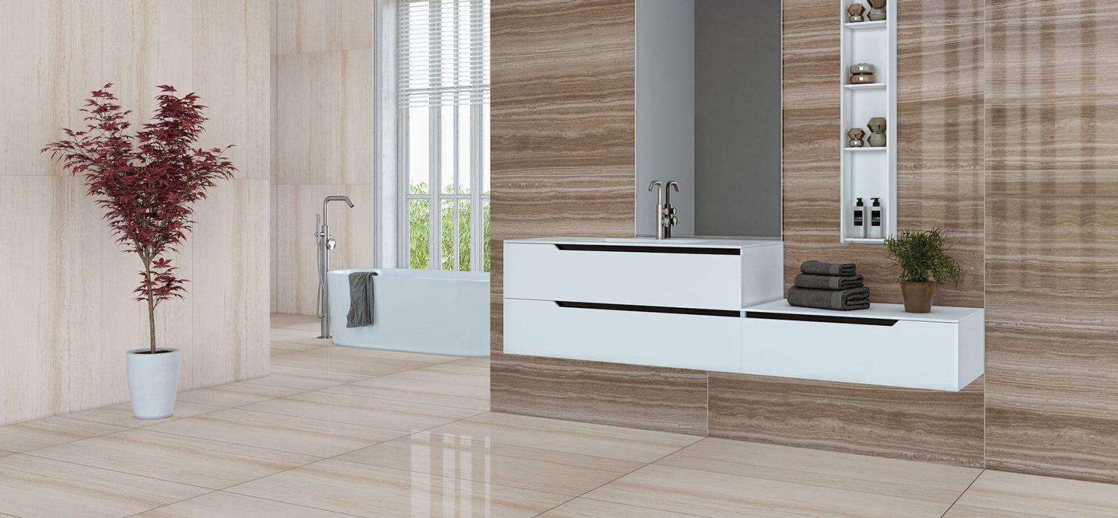Seranit 60x120 Serpegiante Beyaz Lappato uygulama örneği