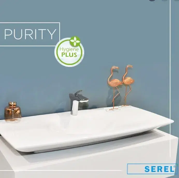 Serel Purity Tezgah Üstü Lavabo + Sifon 48x100 cm PR35STS110H Beyaz uygulama örneği
