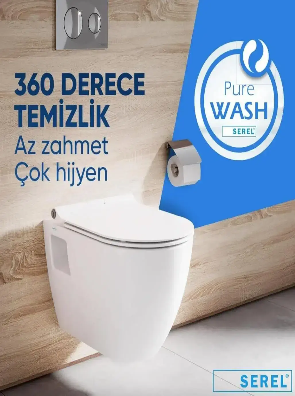 Serel Smart Asma Klozet + Serel Beta Slim Yavaş Kapanan Klozet Kapağı (SM23ODS110H+223BS00002) Beyaz uygulama örneği