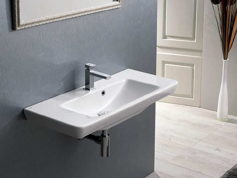 Turkuaz Porto Etajerli Lavabo 65x38 cm Beyaz uygulama örneği