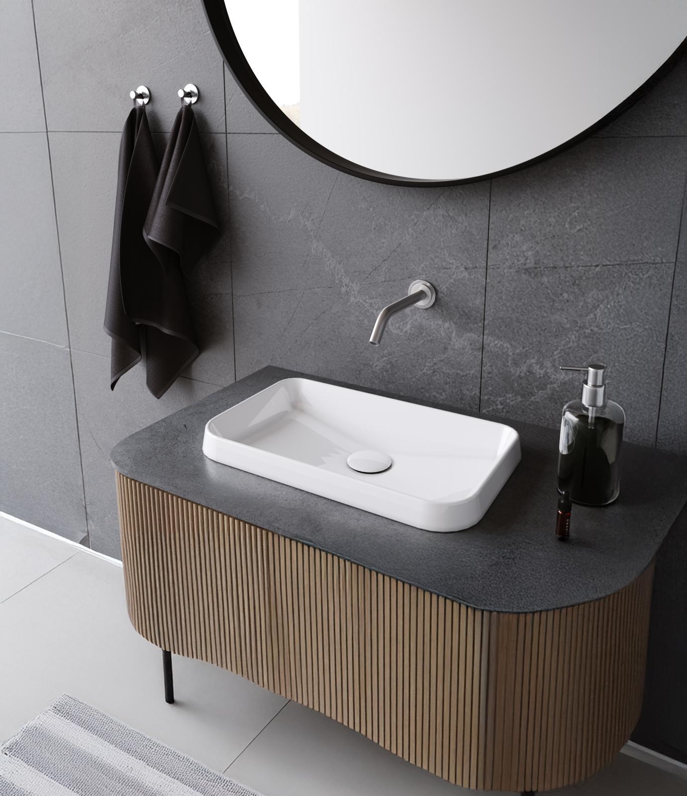 Turkuaz Grand Tezgah Üstü Lavabo 49x30 cm Beyaz uygulama örneği