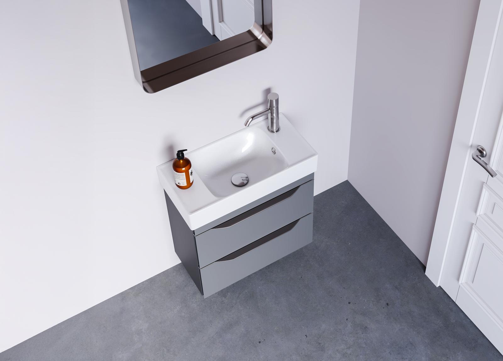 Turkuaz Sharp Etajerli Lavabo (Sağdan Batarya Delikli) 60x30 cm Beyaz uygulama örneği