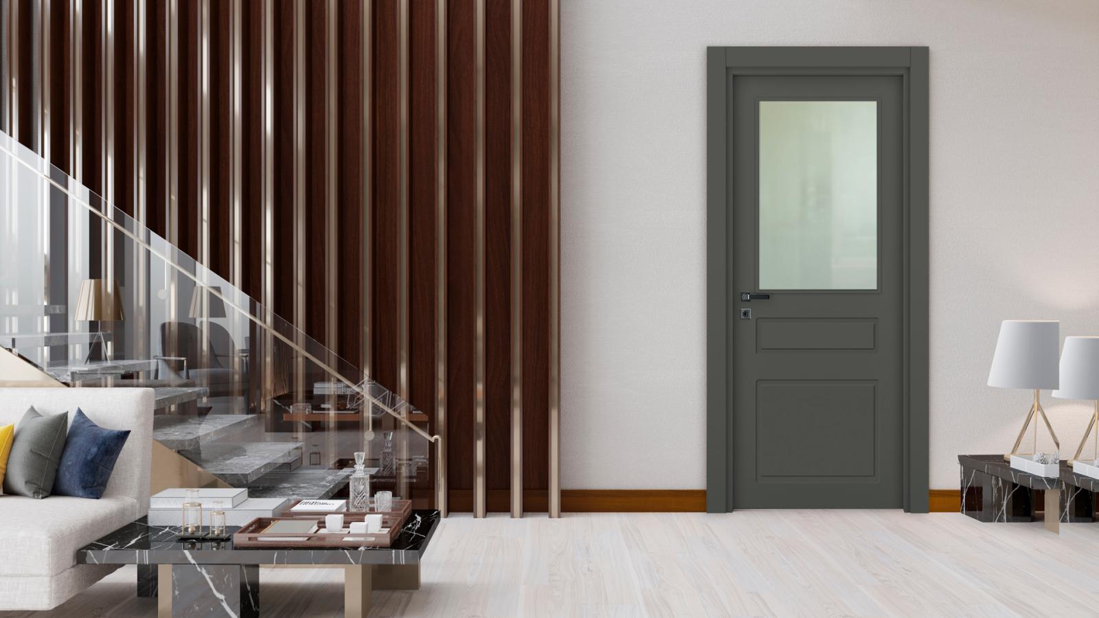 VARIODOR Alize VDA-06 Modern Antrasit Camlı 45x198 PVC İç Kapı Yavru Kanat uygulama örneği
