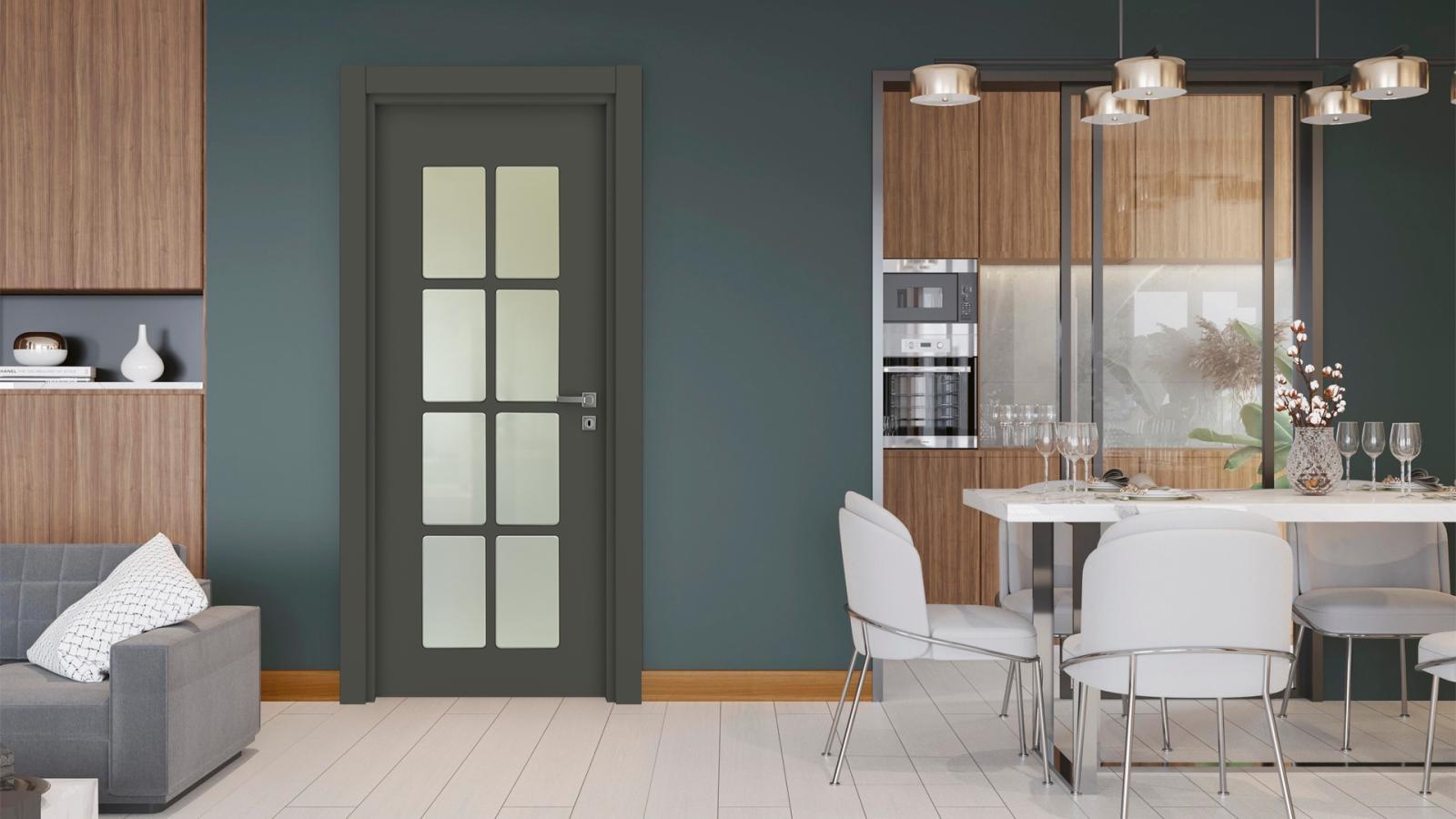 VARIODOR Alize VDA-50 Modern Antrasit G Camlı 45x198 PVC İç Kapı Yavru Kanat uygulama örneği