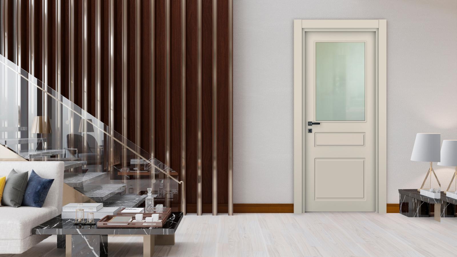 VARIODOR Alize VDA-06 Soft Bej Camlı 45x198 PVC İç Kapı Yavru Kanat uygulama örneği