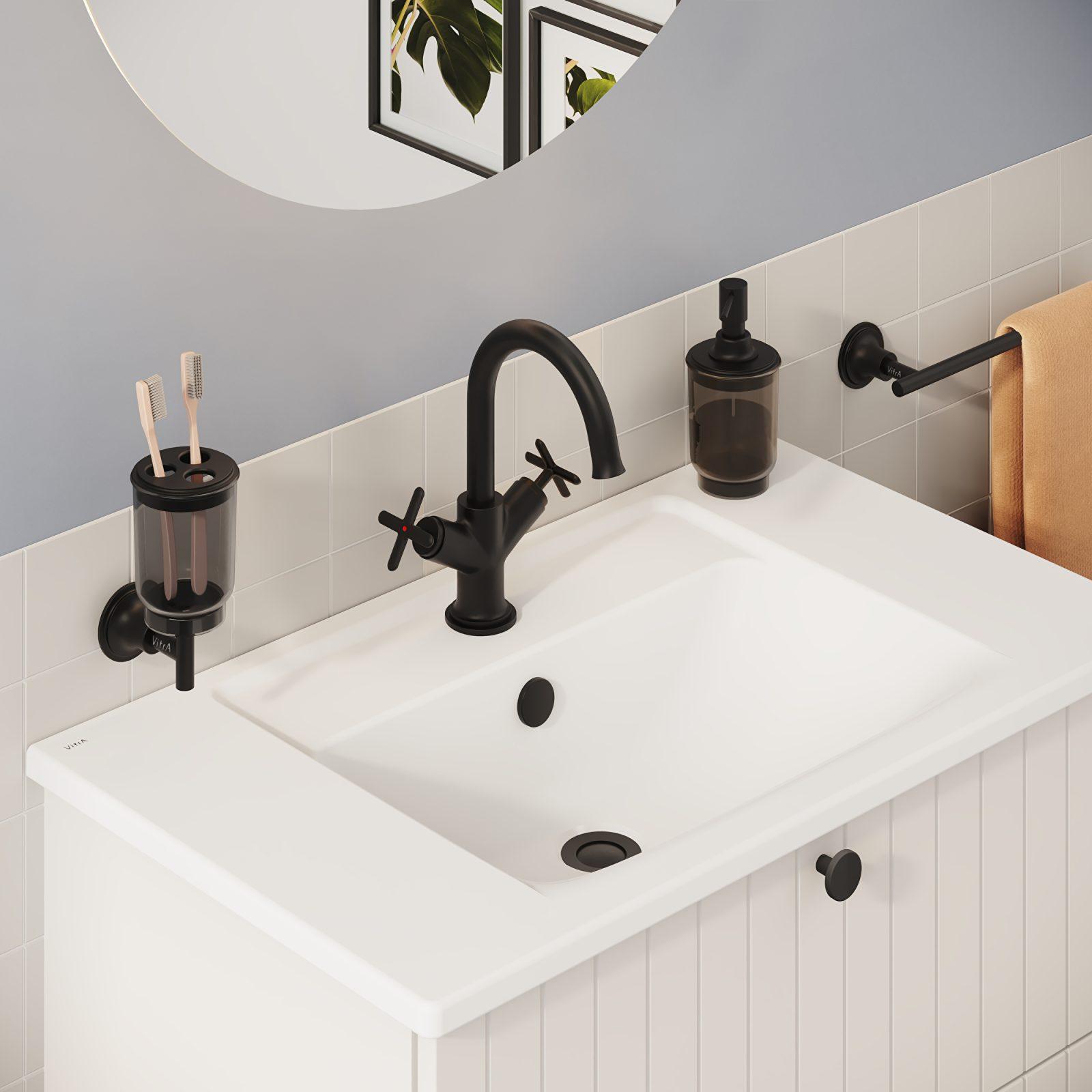 VitrA Origin Classic Lavabo Bataryası — Çift Kumandalı, Mat Siyah uygulama örneği