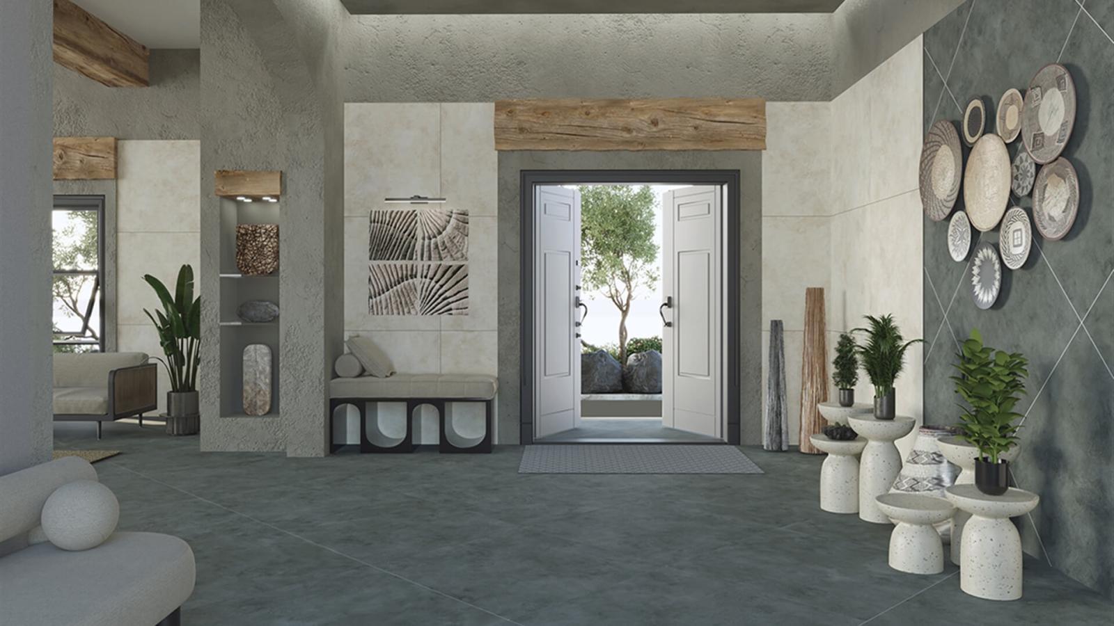 Yurtbay Seramik 100x100 Lenina Antrasit uygulama örneği