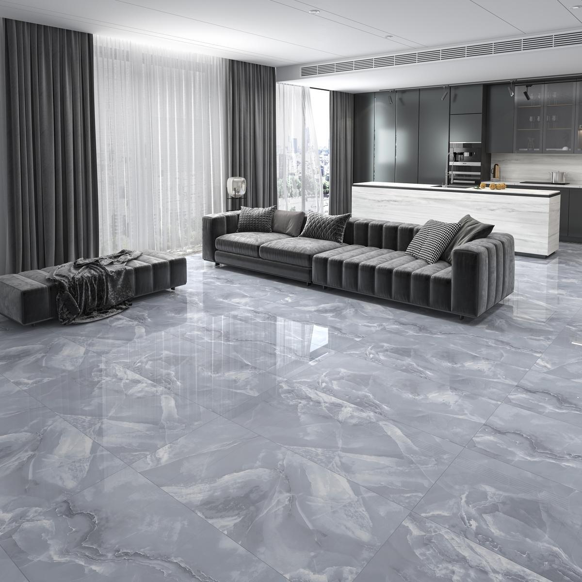 Kütahya Seramik 60x120 Marea Koyu Gri Rektifiye Parlak Nano uygulama örneği