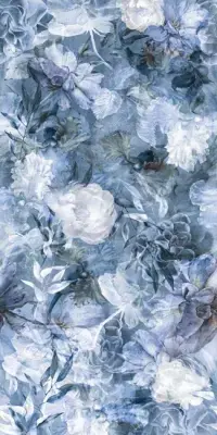 Çanakkale Seramik Artwall Blue Blossoms Mat Kalesinterflex Porselen Plaka 80x320