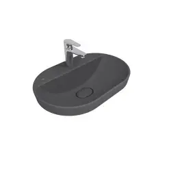 Çanakkale Seramik Zero 2.0 Yarı Gömme Oval Lavabo Mat Antrasit Gri 60x40