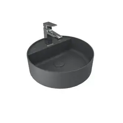 Çanakkale Seramik Smartedge Lavabo + Sifon Set Yuvarlak Mat Antrasit