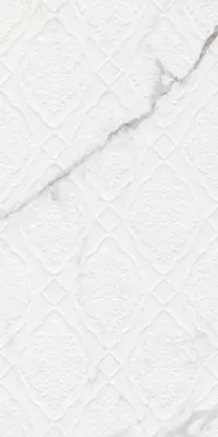 Çanakkale Seramik Sandra Parlak Beyaz Damask Dekor 40x80