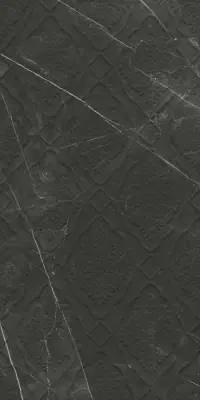 Çanakkale Seramik Sandra Parlak Siyah Damask Dekor 40x80