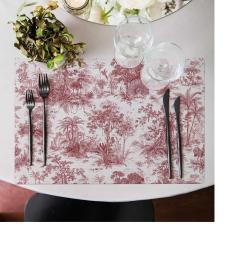 Adawall Saklı Bahçe Kırmızı Keten Amerikan Servis 4lü Set ASK2136 35x50 cm