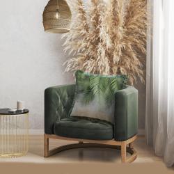 Adawall Yeşil Palmiye Yapraklar Kadife Yastık EY312-1 45x45 cm Kılıf (Dolgusuz)