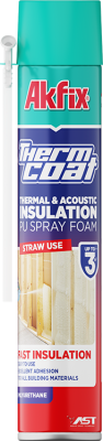 Akfix Thermcoat Termal ve Akustik PU Sprey Yalıtım Köpüğü (Pipetli) 850 ml