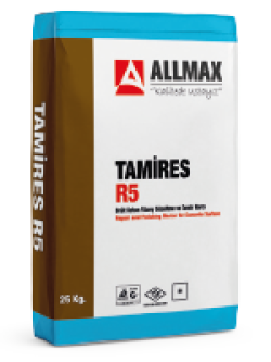 Allmax Tamires R5 Brüt Beton Yüzey Düzeltme ve Tamir Harcı Gri 25 kg