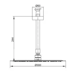 Ar-Yak Ar Ark İnce Yuvarlak Tepe Duş Başlığı Tavandan Borulu (Ø 300 mm) 102145057 Krom