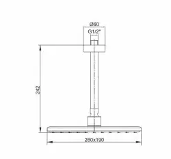 Ar-Yak Ar Lucia Tepe Duş Başlığı Tavandan Borulu (260x190 mm) 103545061 Krom