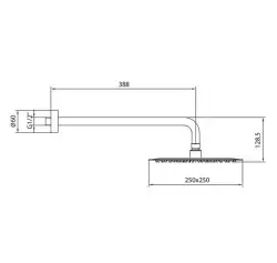 Ar-Yak Ar Efes Tepe Duş Başlığı (250x250 mm) Duvardan Borulu (L=388mm) 102145088 Krom