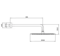 Ar-Yak Ar Olympos Plus Tepe Duş Başlığı (Ø 300 mm) Duvardan Borulu ( L=388 mm) 102145090 Krom