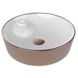 Bien Flame Tezgah Üstü Lavabo Yuvarlak Ø42,5 cm Dış Rose Gold Kaplama İç Beyaz