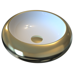Bien Flame Tezgah Üstü Lavabo Yuvarlak 46 cm Dış Altın Kaplama İç Beyaz