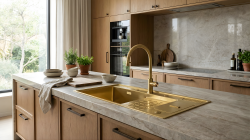 Crauf Lusso Diamond 1061 Evye Tek Gözlü 100x48 cm Imperial Gold (İpeksi Altın) uygulama örneği