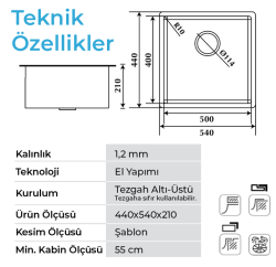 Crauf Stella 4454 Evye Tek Gözlü 54x44 cm Royal Bronze (Bakır) uygulama örneği