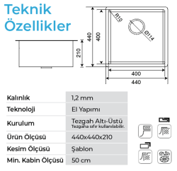 Crauf Stella 4444 Evye Tek Gözlü 44x44 cm Velvet Grey (Mat Gri) uygulama örneği
