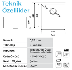 Crauf Venüs 3054 Evye Tek Gözlü 54x44 cm Platinum Satin (İnox) uygulama örneği