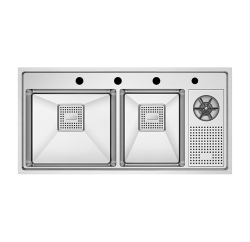 Crauf Lusso Duo 1075 Evye Asimetrik Çift Gözlü 100x50 cm Platinum Satin (İnox)